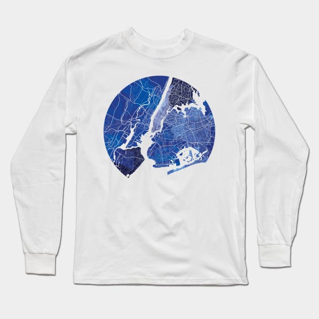 New York City Map Long Sleeve T-Shirt by polliadesign